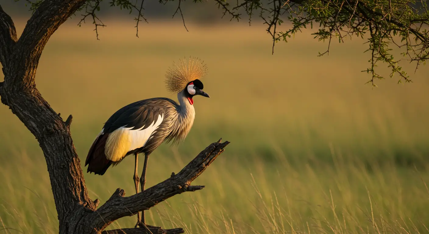 Crowned Crane on Trees