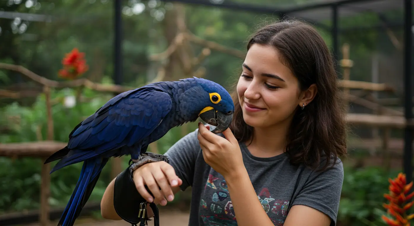 Hyacinth Macaw with Humans