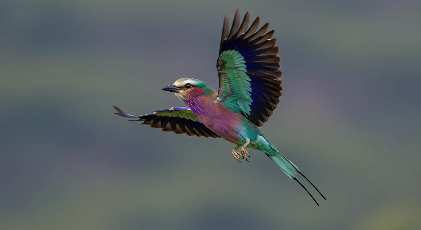 Lilac-Breasted Roller Flying