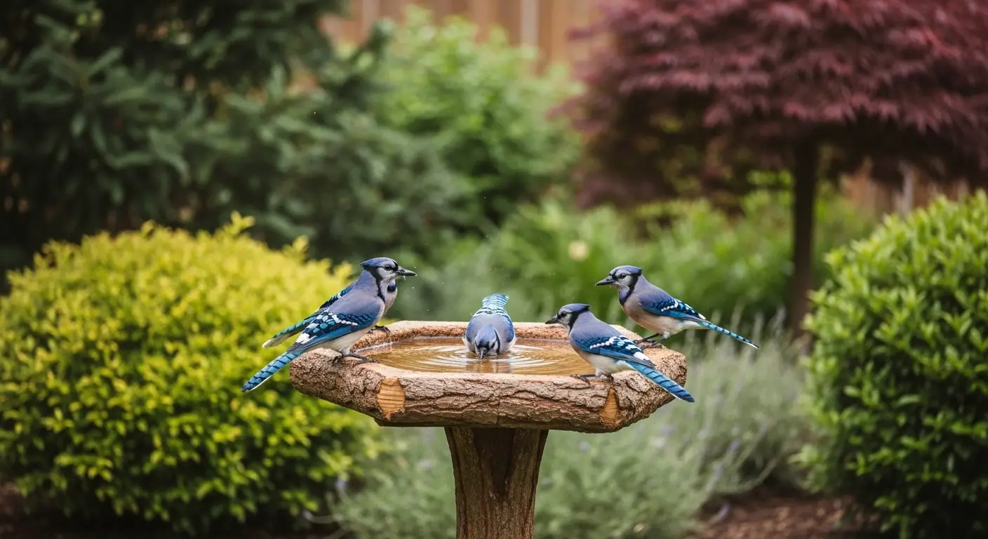 Attract Blue Jays by Bird Bath