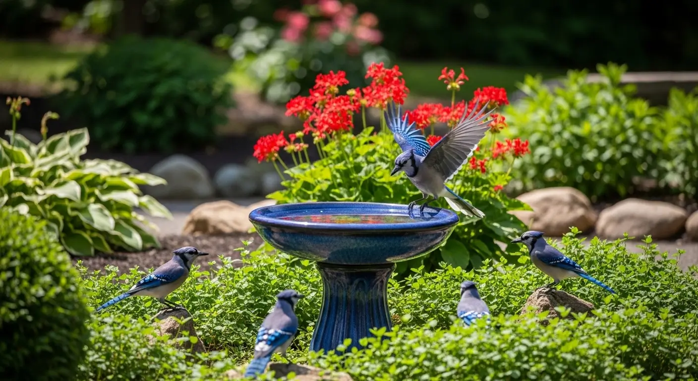Blue Jay drinking water
