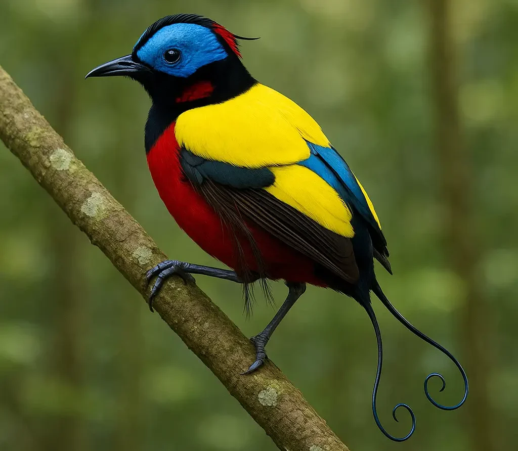 Red, Blue & yellow Wilsons Bird of Paradise