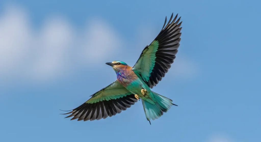 European Roller in Flight