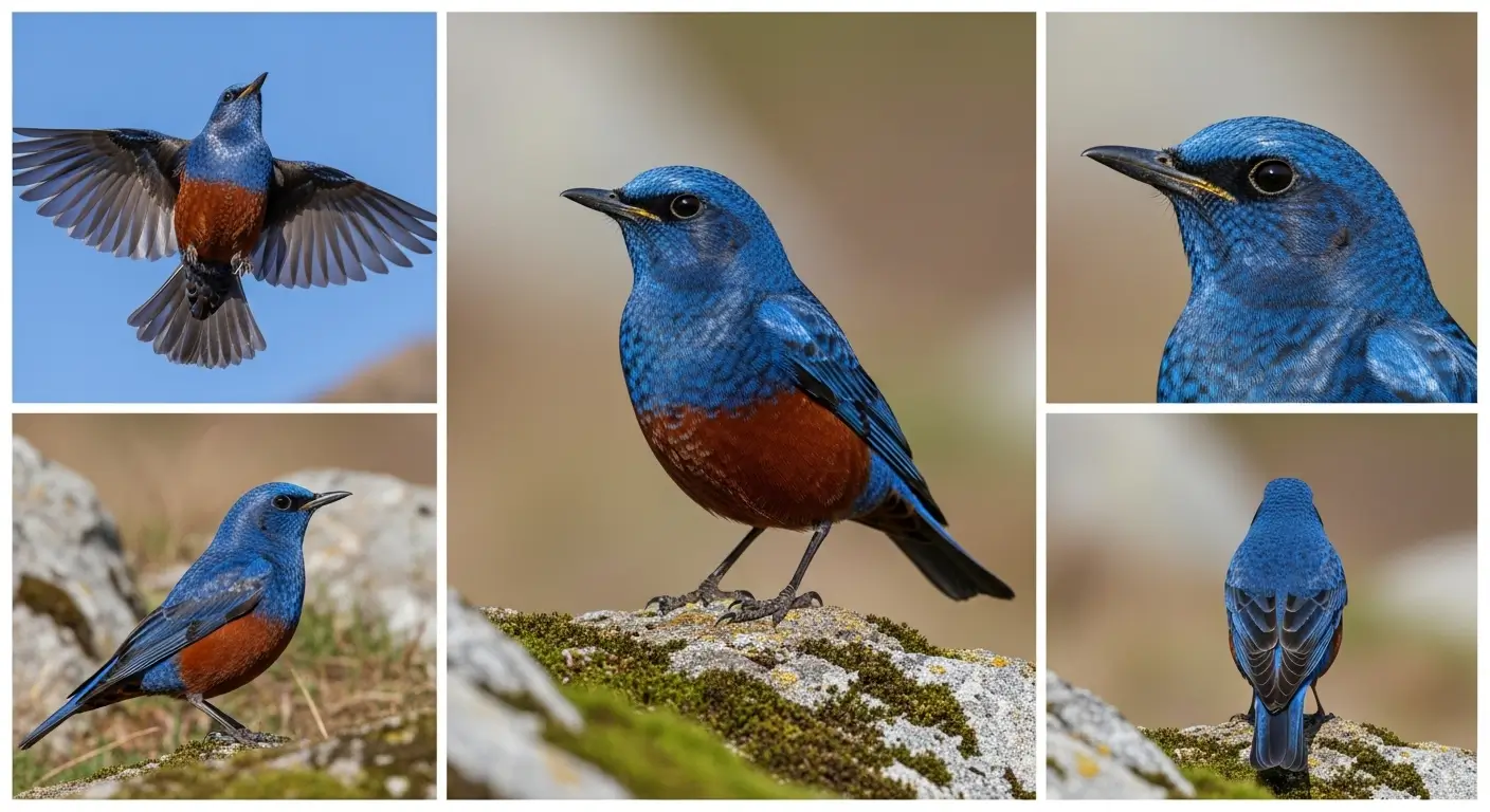 Blue Rock Thrush from different angels