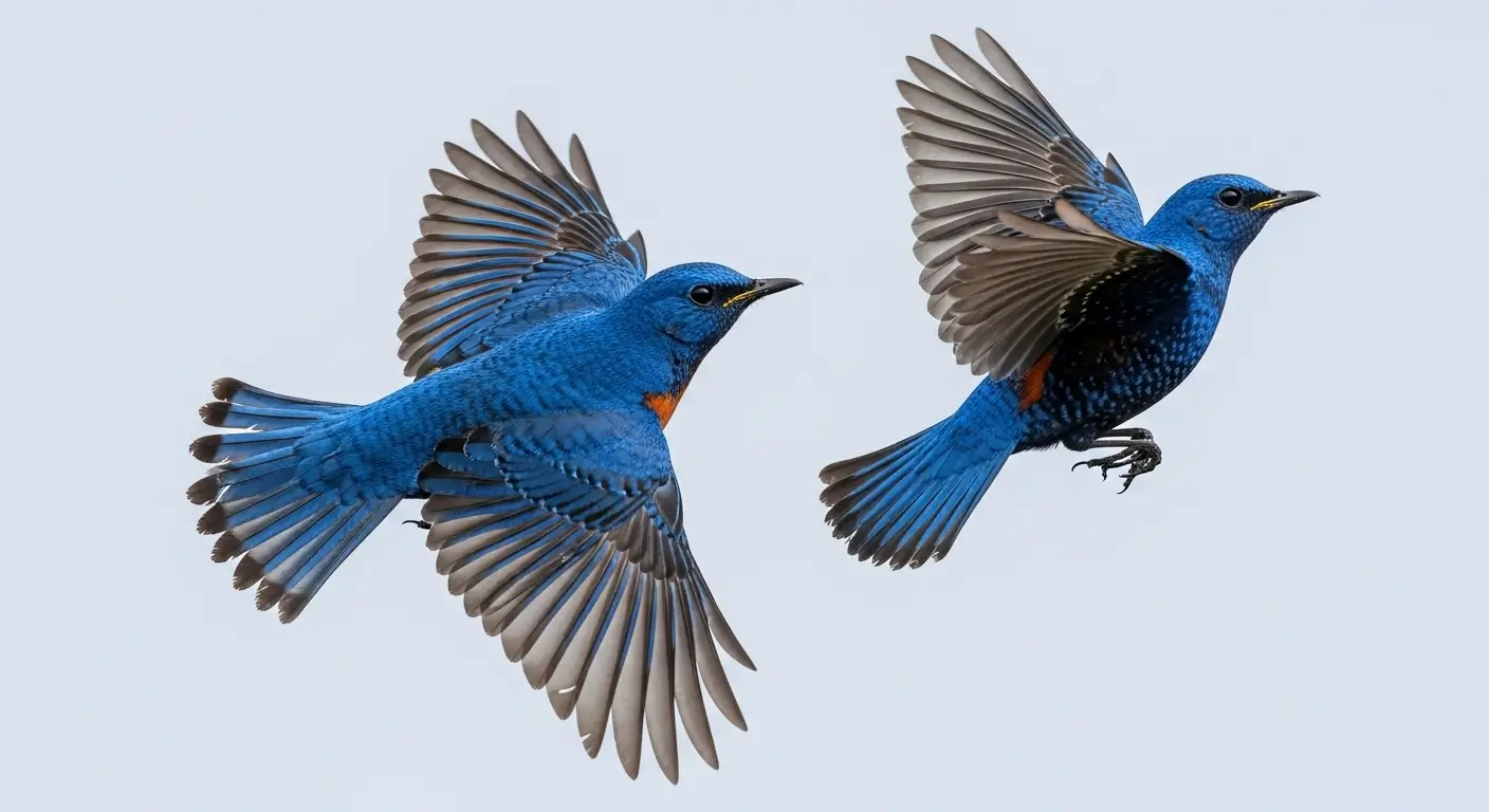 Two Blue Rock Thrush flying